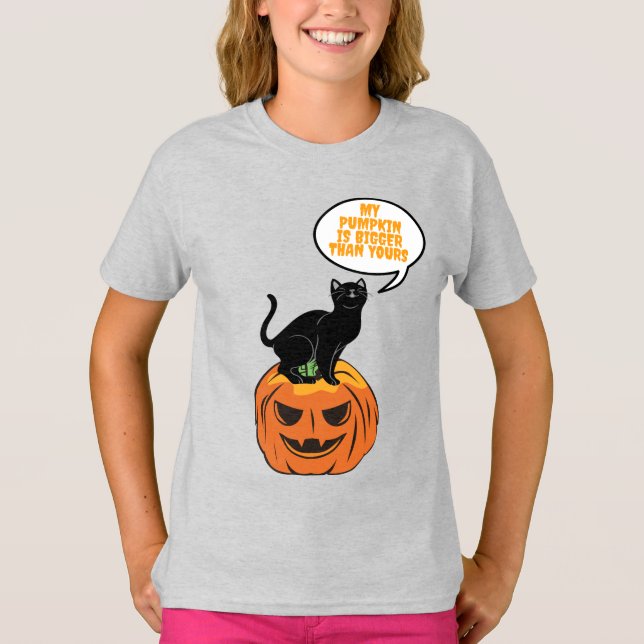 chat noir sur citrouille, T-shirt Halloween (Devant)