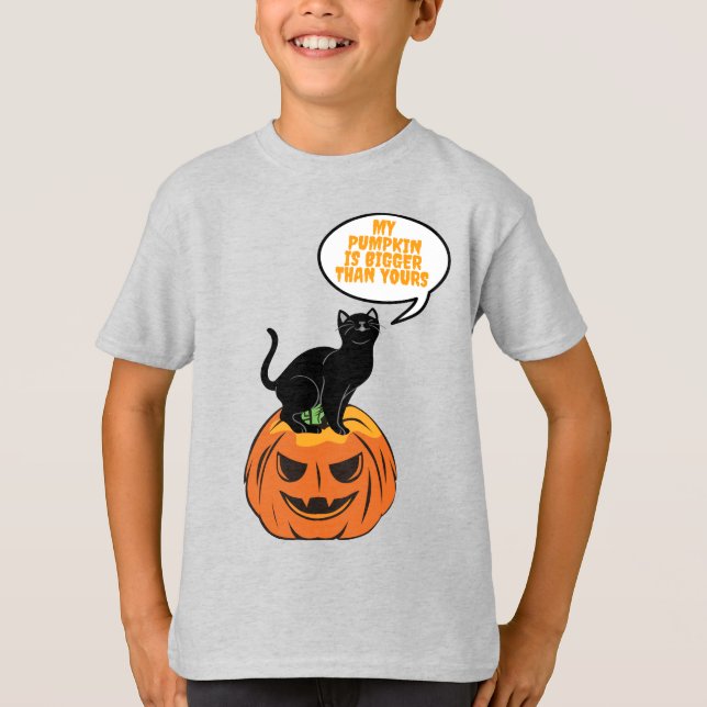 chat noir sur citrouille, T-shirt Halloween (Devant)