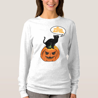 chat noir sur citrouille, T-shirt Halloween