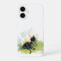 Chat noir sur iPhone Grass 16 Coque