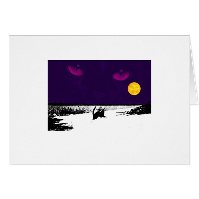 Chat noir sur la Pleine lune (Devant horizontal)
