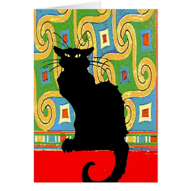 Chat noir sur papier peint Abstrait (Devant)