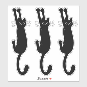 Chat noir suspendu   Funny Stickers de vinyle Kitt