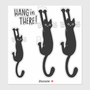 Chat noir suspendu Funny Stickers de vinyle Kitt