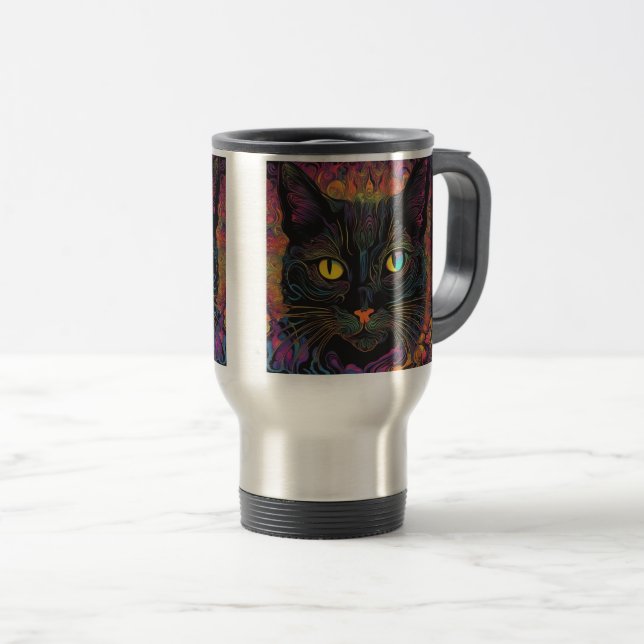 chat noir - tasse à café (Devant droit)