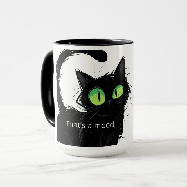 Chat noir "That's a Mood" Mug en céramique (Devant gauche)