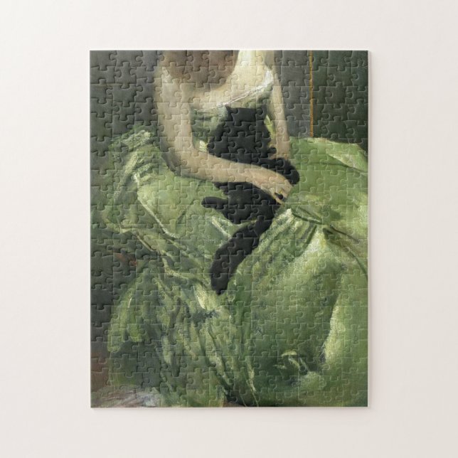 Chat noir vintage et Madame Puzzle (Vertical)