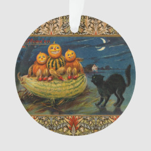 Chat noir vintage Halloween Citrouille