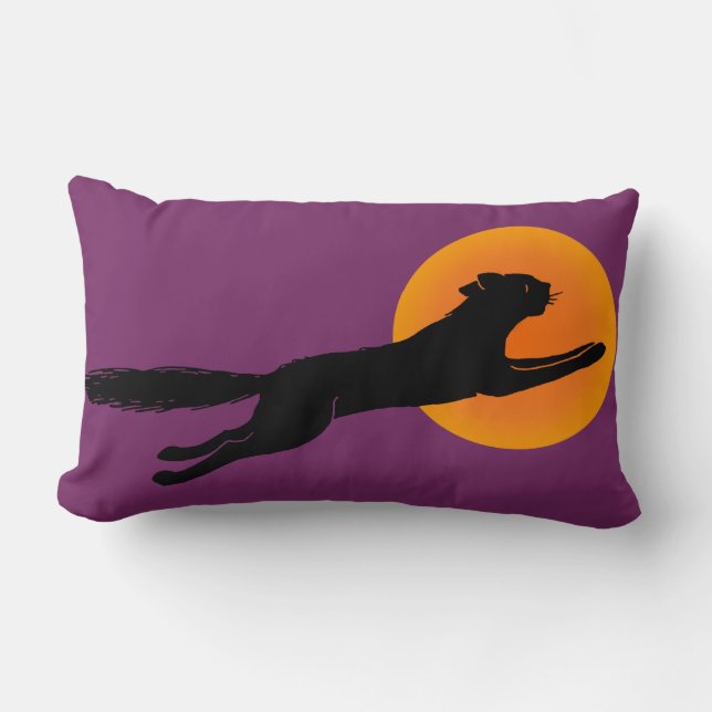 Chat noir volant au-dessus du Coussin rétro de la  (Recto)
