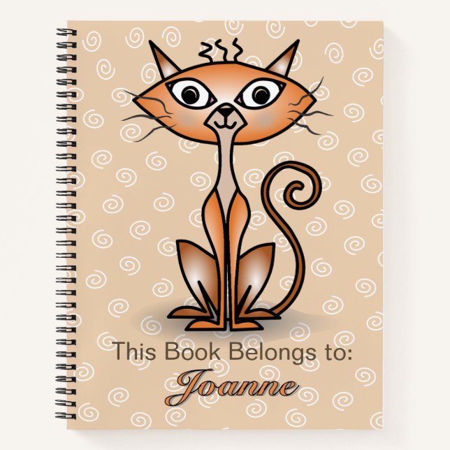 Chat orange avec Carnet Arrière - plan blanc (Devant)