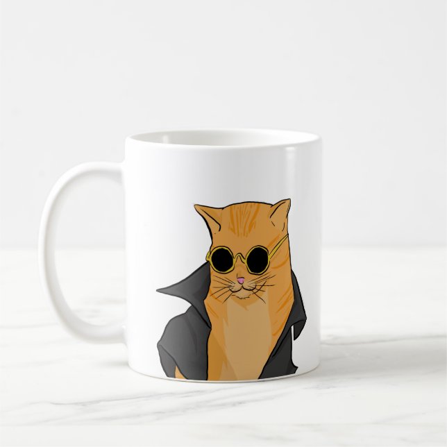 Chat orange avec lunettes de soleil Mug (Gauche)