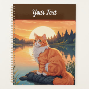 Chat orange par lac