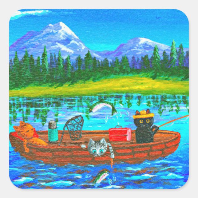 Chat orange Pêche Créationarts Sticker Carré (Devant)