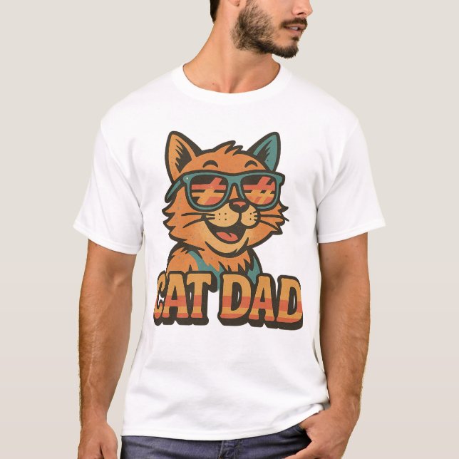 Chat Papa - Funny Retro Chat T-Shirt (Devant)