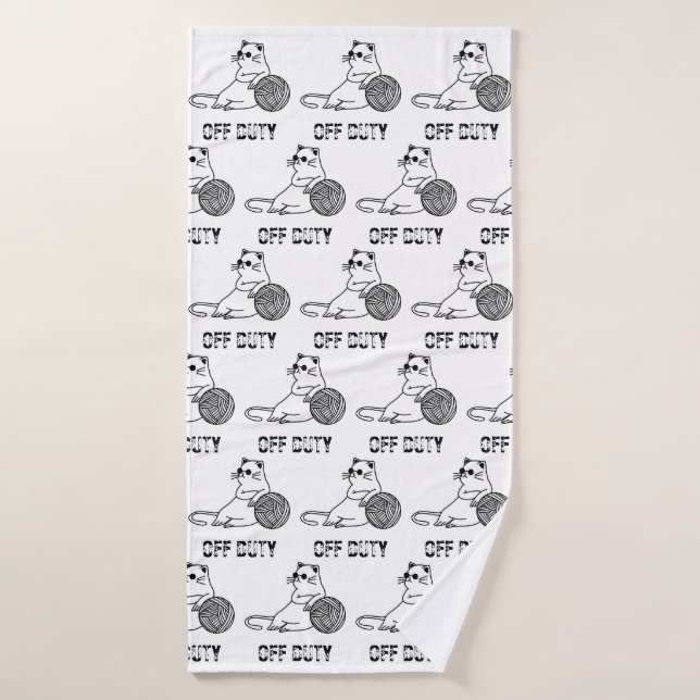 Chat paresseux hors service - Chat ennuyé mignon e (Serviette de bain)