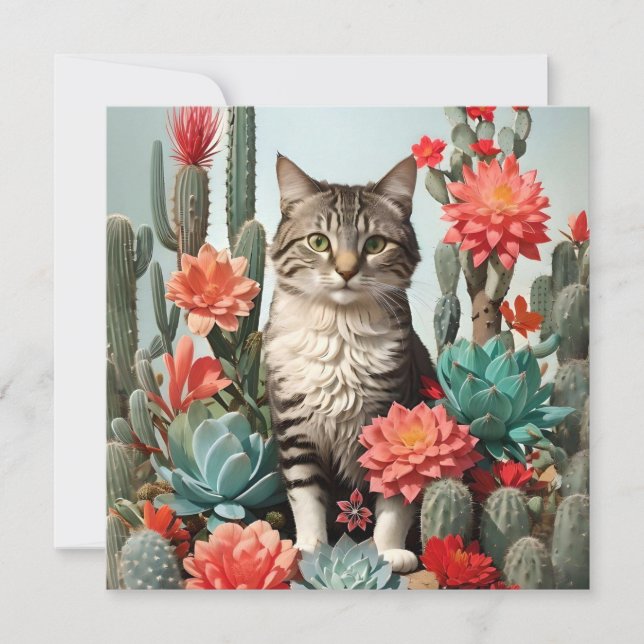 Chat parmi les cactus | AMOUREUX DE LES CHATS (Devant)