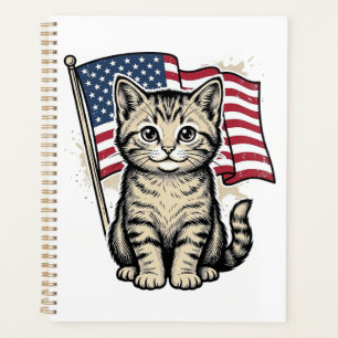 Chat patriotique avec drapeau américain vecteur vi