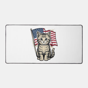 Chat patriotique avec drapeau américain vecteur vi
