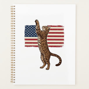 Chat patriotique Drapeau américain Design vectorie