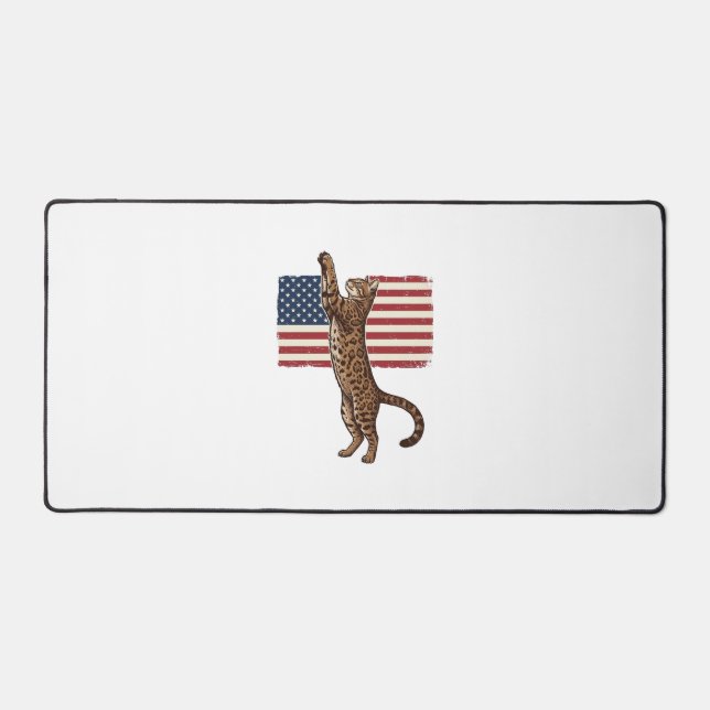 Chat patriotique Drapeau américain Design vectorie (Recto)