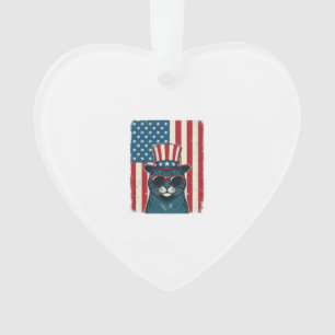 Chat Patriotique Drapeau Gravure Vintage Design de