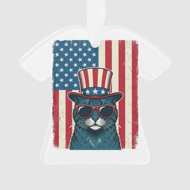 Chat Patriotique Drapeau Gravure Vintage Design de (devant)