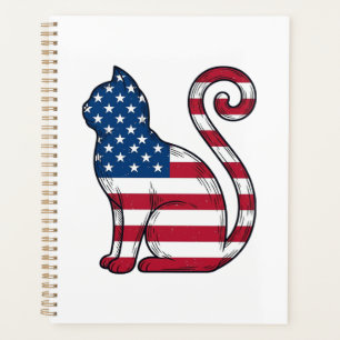 Chat patriotique gravure vintage vecteur Design_1