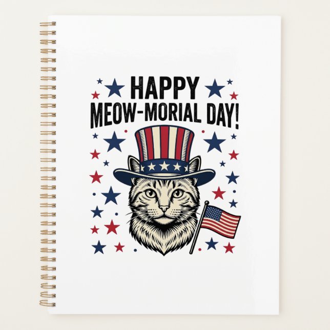 Chat Patriotique Meow-morial Day Design Vector Vin (Devant)