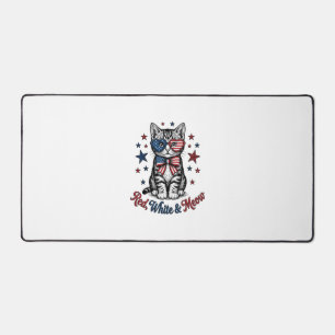 Chat Patriotique Rouge Blanc et Meow Design Vintag