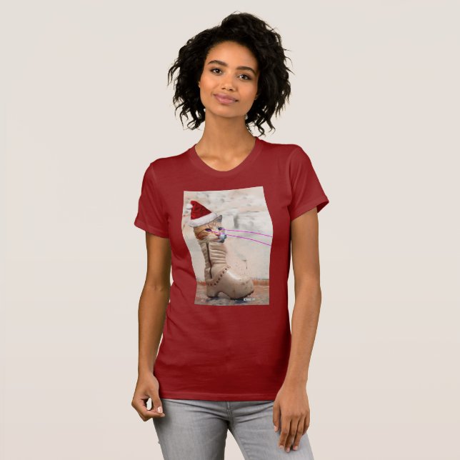 Chat PÈRE NOËL de clavier DANS le T-shirt de (Devant entier)