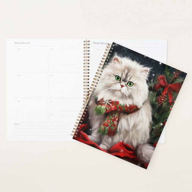 Chat Persan à Noël sous la neige (Devant avec enveloppe)