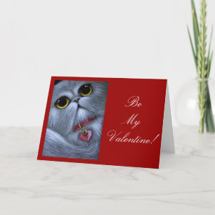 CHAT PERSAN ARGENTÉ CARTE DE LA SAINT-VALENTIN