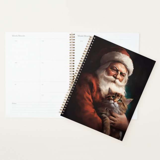 Chat Persan avec le Père Noël Festif de Noël  (Devant avec enveloppe)