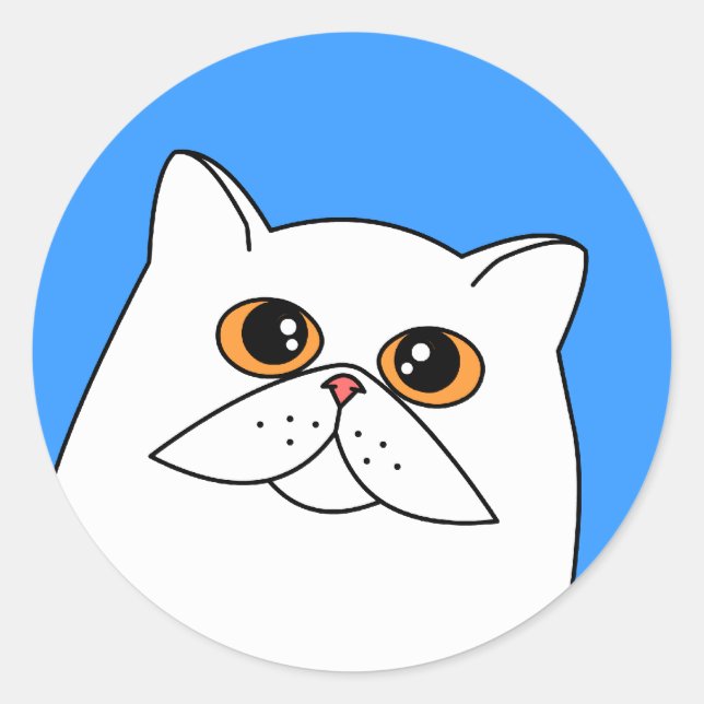 Chat perse blanc avec Stickers d'yeux orange (Devant)