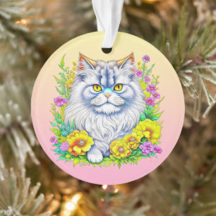 Chat perse en fleurs Noël personnalisé
