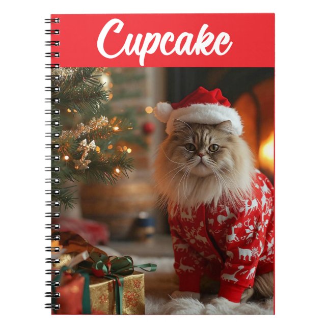 Chat Perse mignon Noël Carnet personnalisé (Devant)