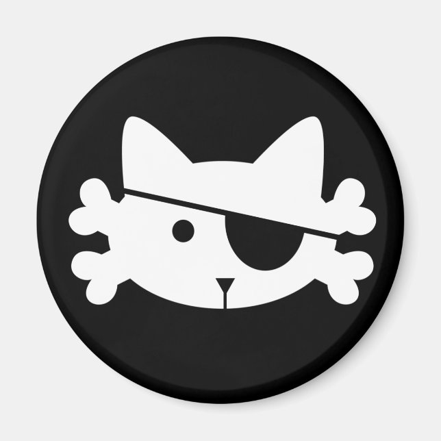Chat pirate blanc - aimant (Devant)