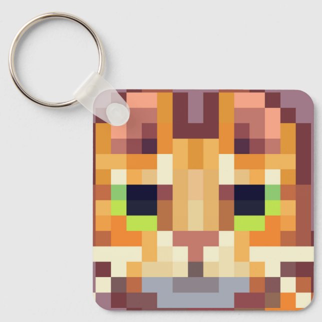 Chat pixelart, Pixel Art, porte-clés  (Recto)