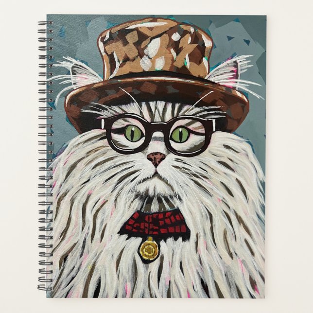 Chat portant casquette et lunettes (Devant)