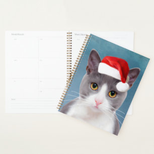 Chat portant le Santa Hat Portrait de Noël