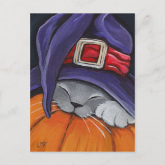 Chat portant une sorcière Casquette Carte postale
