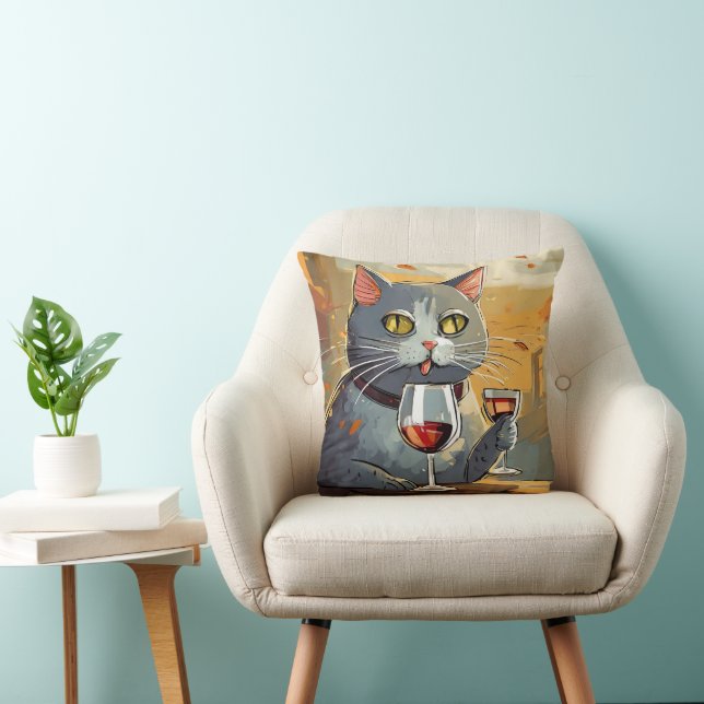 Chat profitant d'un coussin de vin ! (Chaise)