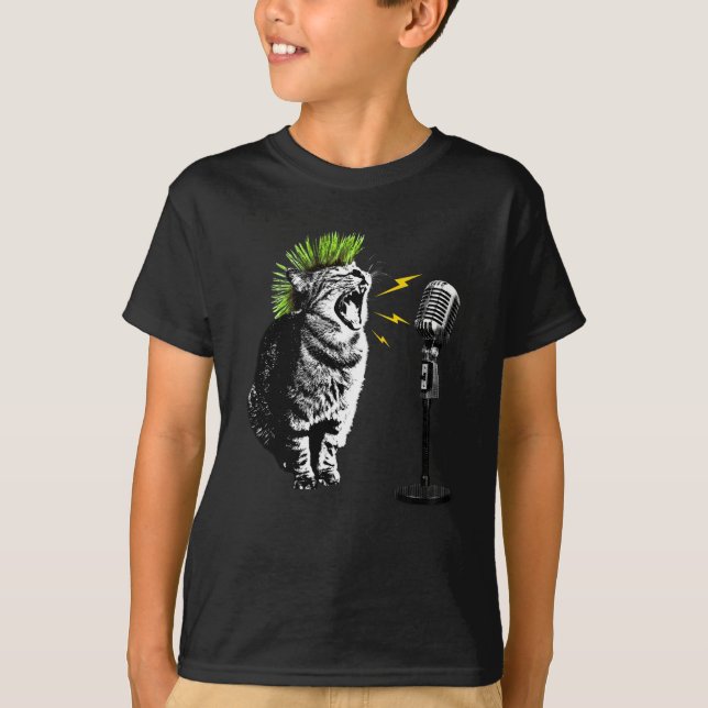 Chat Punk, T-Shirt Graphique Amusant (Devant)