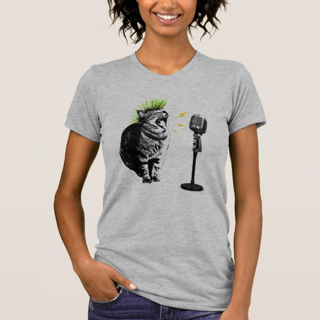 Chat Punk, T-Shirt Graphique Amusant (Devant)