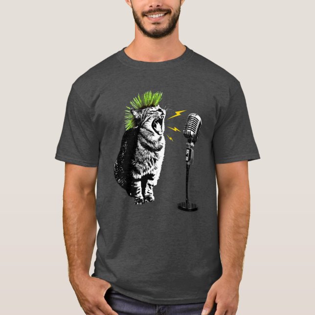 Chat Punk, T-Shirt Graphique Amusant (Devant)