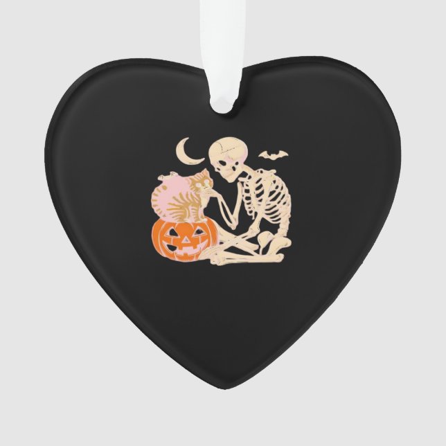 Chat qui étreint un squelette Chat de Halloween Am (devant)