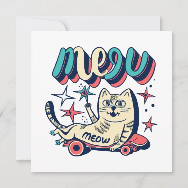 Chat qui fait du skate Meow (Devant)
