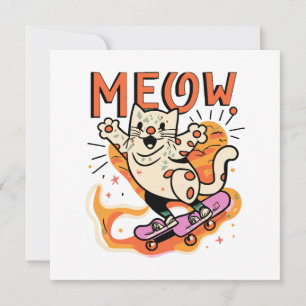 Chat qui fait du skate Meow