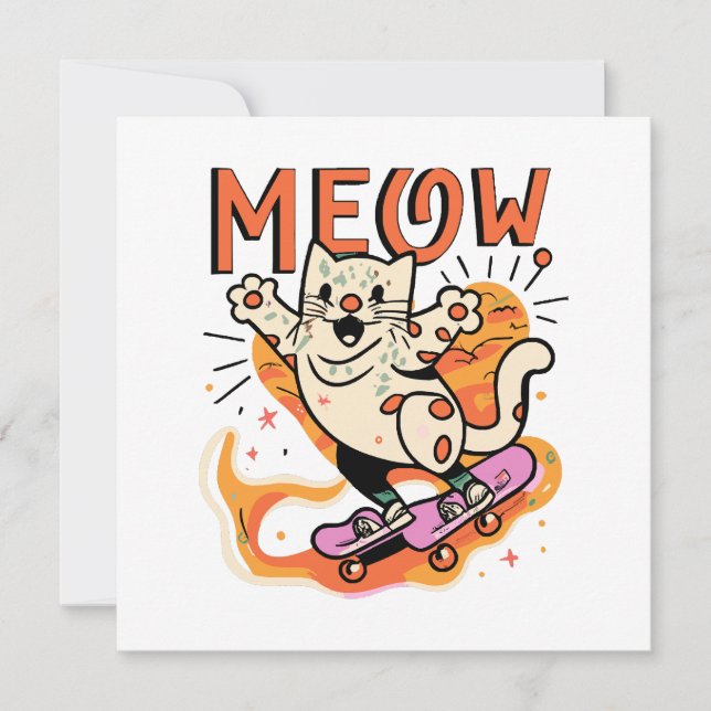 Chat qui fait du skate Meow (Devant)