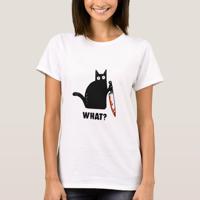Chat Quoi ? T-shirt Chat Noir Drôle (Devant)